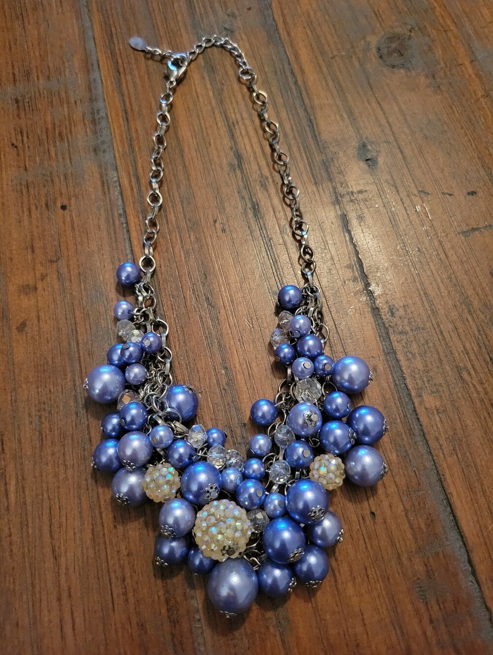 Ethel & Myrtle Blue Beaded Bibb Necklace